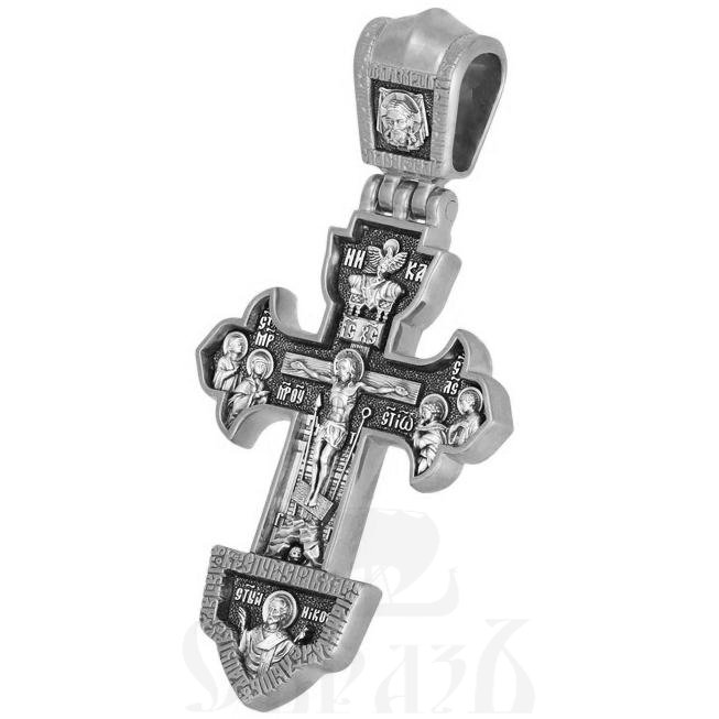 крест «распятие. св. николай чудотворец. ангел хранитель», серебро 925 проба (арт. 101.836)