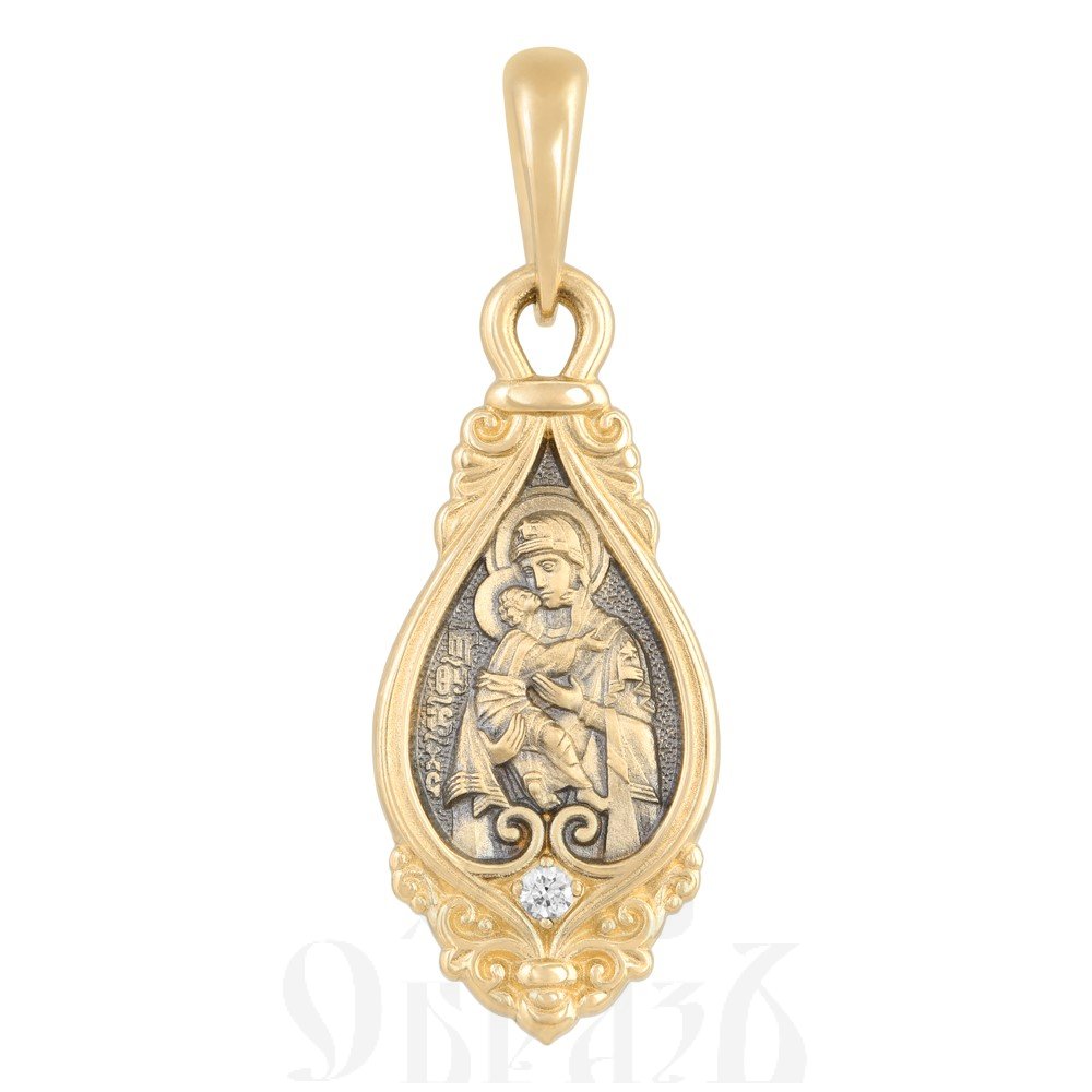 образок «владимирская икона божией матери», золото 585 проба желтое (арт. 202.624)