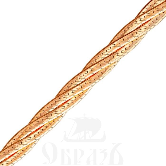 косичка из 4-х цепочек плетение "монтреаль" красное золото 585 пробы (арт. нц 12-026 d0,40)