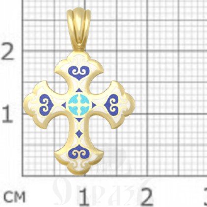 криновидный крест «господи, помилуй мя», серебро 925 проба с золочением и эмалью (арт. 19.011)