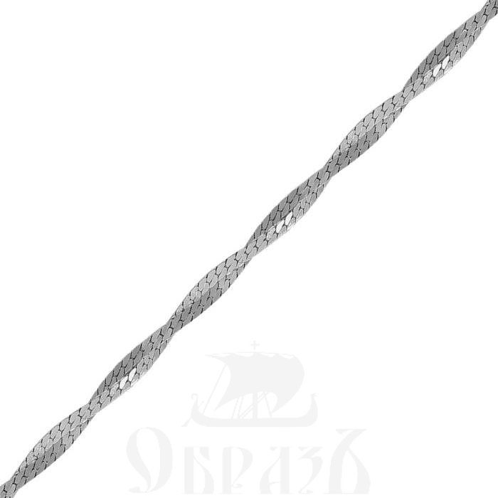 косичка из 2-х цепочек плетения "париджина" серебро 925 пробы с родиевым покрытием (арт. нц 22-268-3 d0,50)