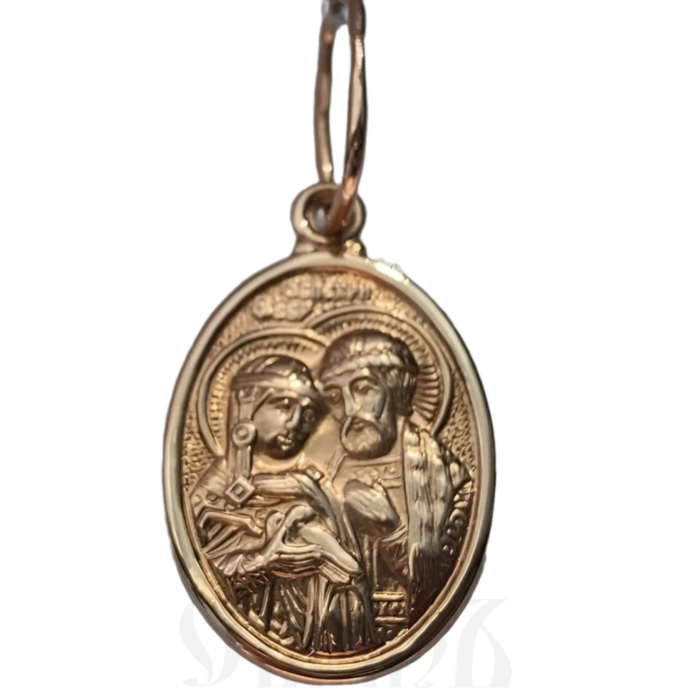 нательная икона святые пётр и февронья золото 585 пробы красное (артикул 25-141)