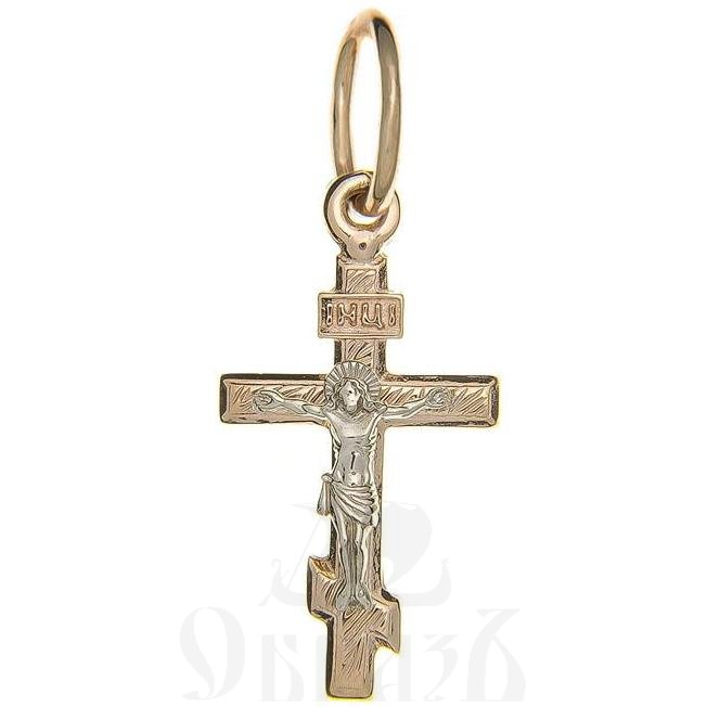 золотой восьмиконечный крест с молитвой "спаси и сохрани", 585 проба красного и белого цвета (арт. п10115-з5кб)